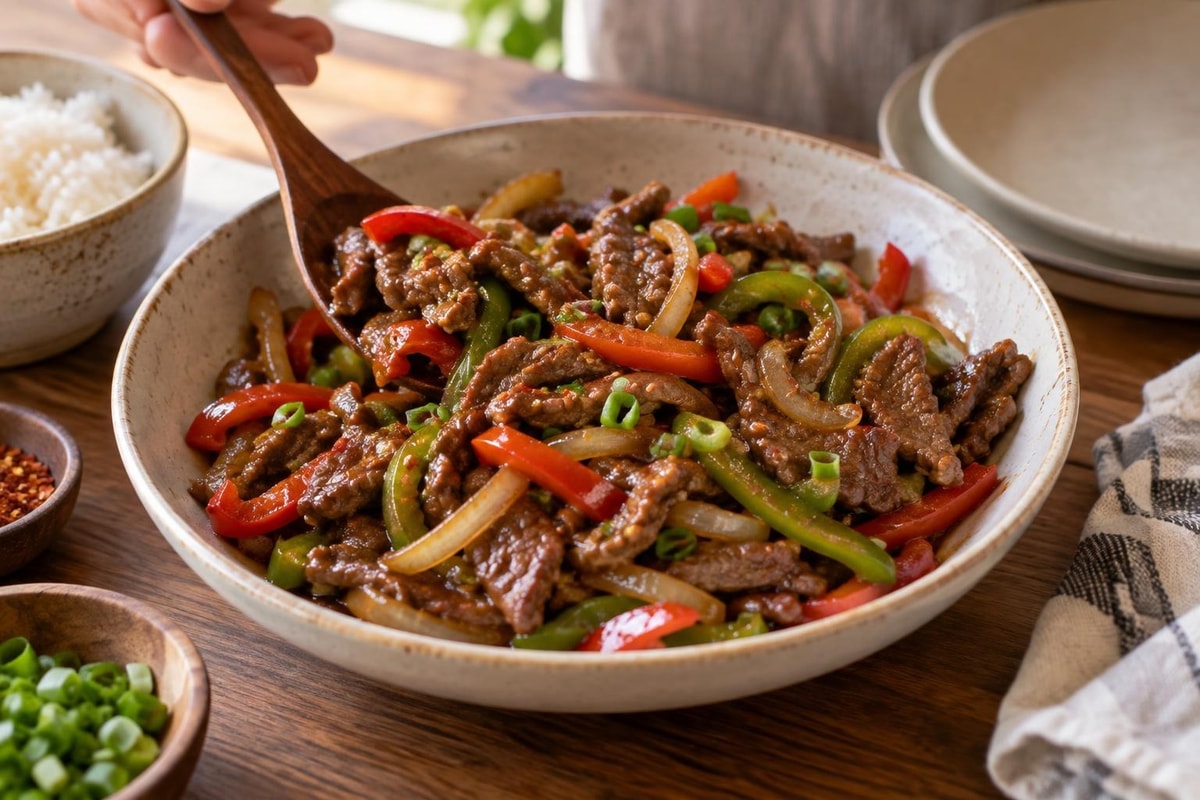 Lean Beef Pepper Stir-Fry Lean Beef Pepper Stir-Fry recipe from Featherlite Fork