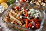 Batch Greek Chicken Meal Prep Trays recipe from Sunday Box Kitchen