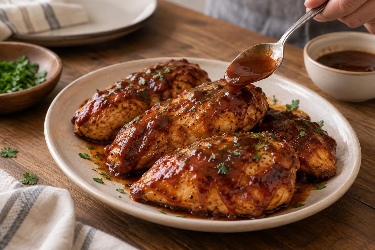 Barbecue Baked Chicken Breasts Barbecue Baked Chicken Breasts recipe from Simone's Protein Plate