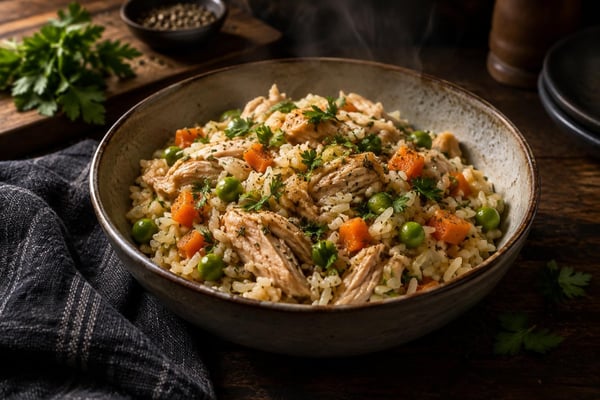 Slow Cooker Chicken and Rice recipe from The Frosted Fork