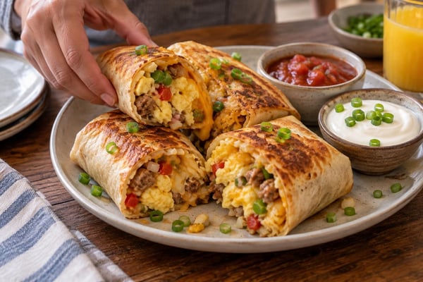 Crowd-Pleasing Breakfast Burrito Rolls recipe from Little Fork Academy