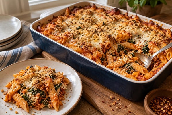 Portioned Spinach Ricotta Pasta Bake Portions Portioned Spinach Ricotta Pasta Bake Portions recipe from Sunday Box Kitchen