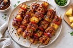 Crispy BBQ Pineapple Chicken Skewers recipe from Crossroads Kitchen