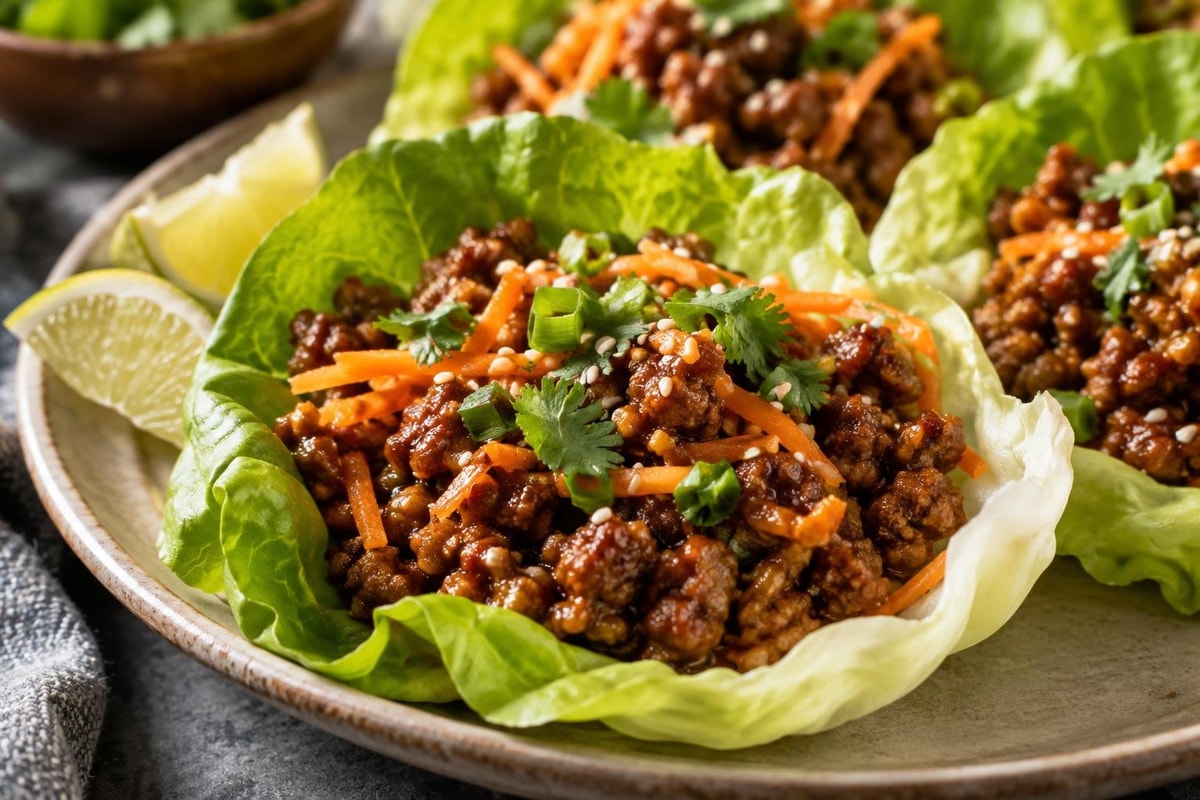 Express Chili Garlic Ground Beef Lettuce Cups Express Chili Garlic Ground Beef Lettuce Cups recipe from Quarter Hour Table
