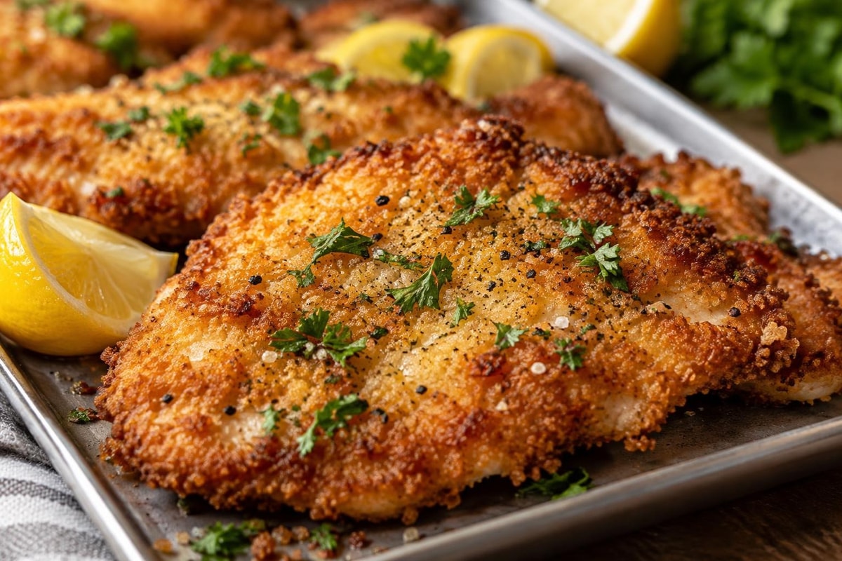 Chicken Schnitzel Crispy Tray Chicken Schnitzel Crispy Tray recipe from Sabbath Table Studio