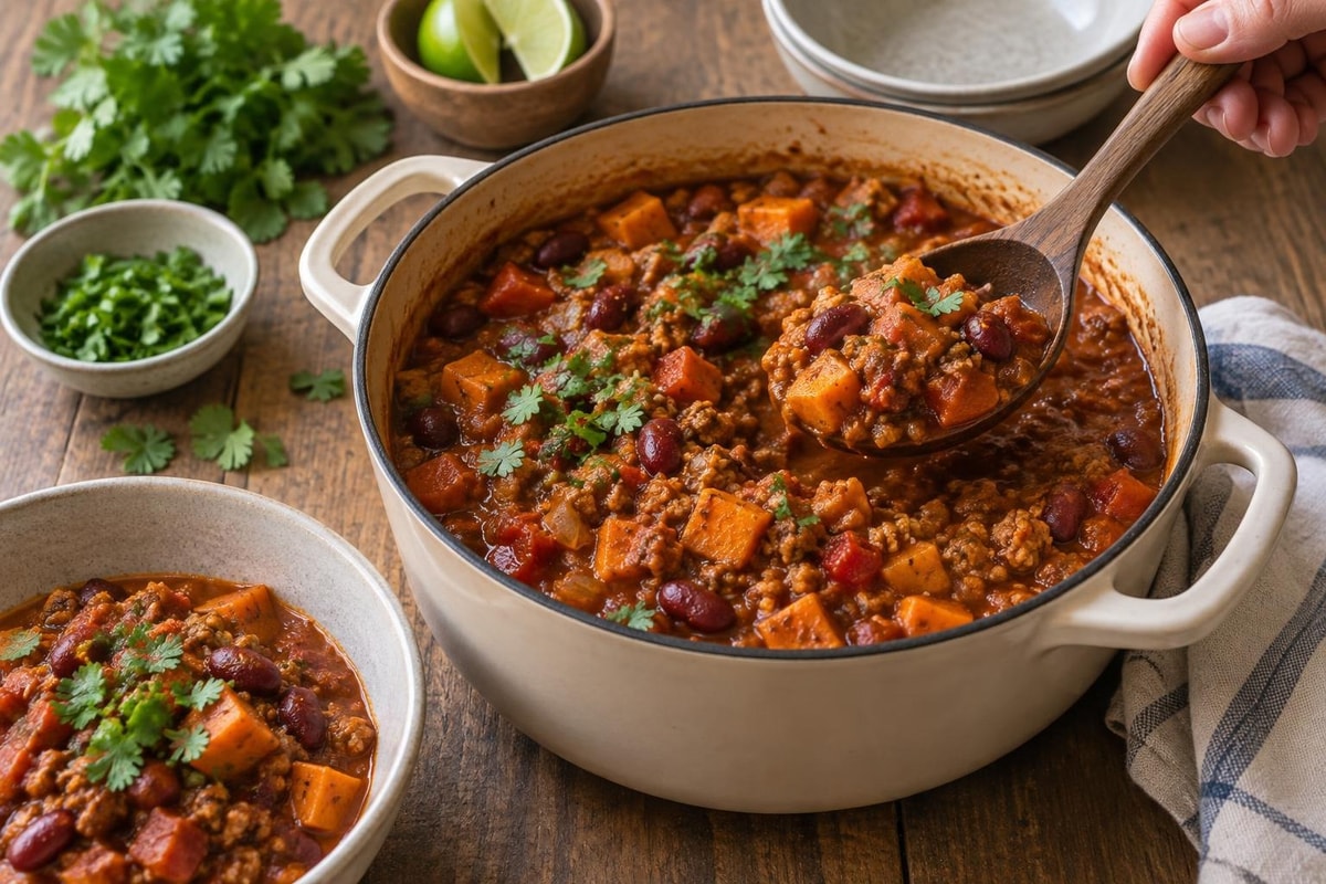 Sweet Potato Turkey Chili recipe from Freezer Meals Hub