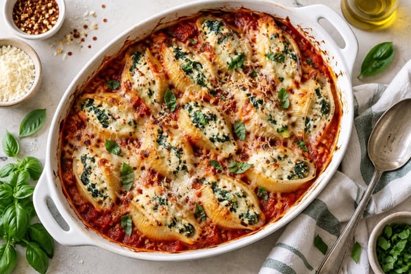 Stuffed Ricotta Spinach Shells Stuffed Ricotta Spinach Shells recipe from Verdigrain Table