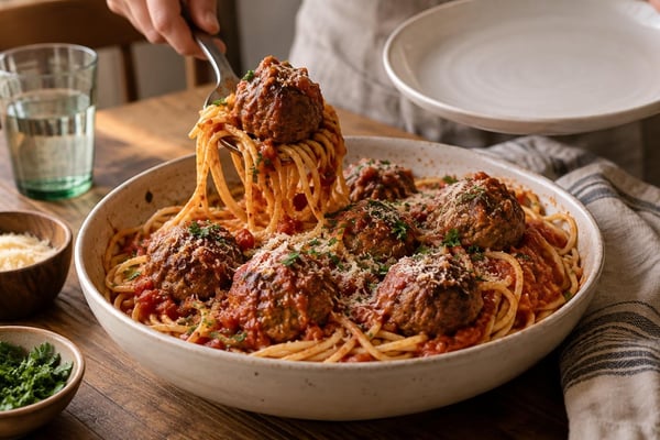 Buttery Spaghetti Marinara Meatballs Buttery Spaghetti Marinara Meatballs recipe from Heritage Fork Suppers