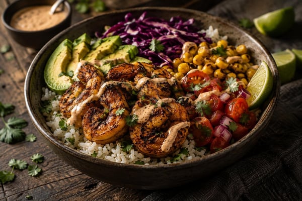 Blackened Shrimp Taco Bow Bar recipe from Harbor Spoon Kitchen