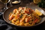 Sommelier-Style Saffron Lobster Tagliatelle recipe from Copper Ladle Studio