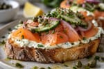 Lightning Chive Cream Smoked Salmon Toast Dinner recipe from Quarter Hour Table