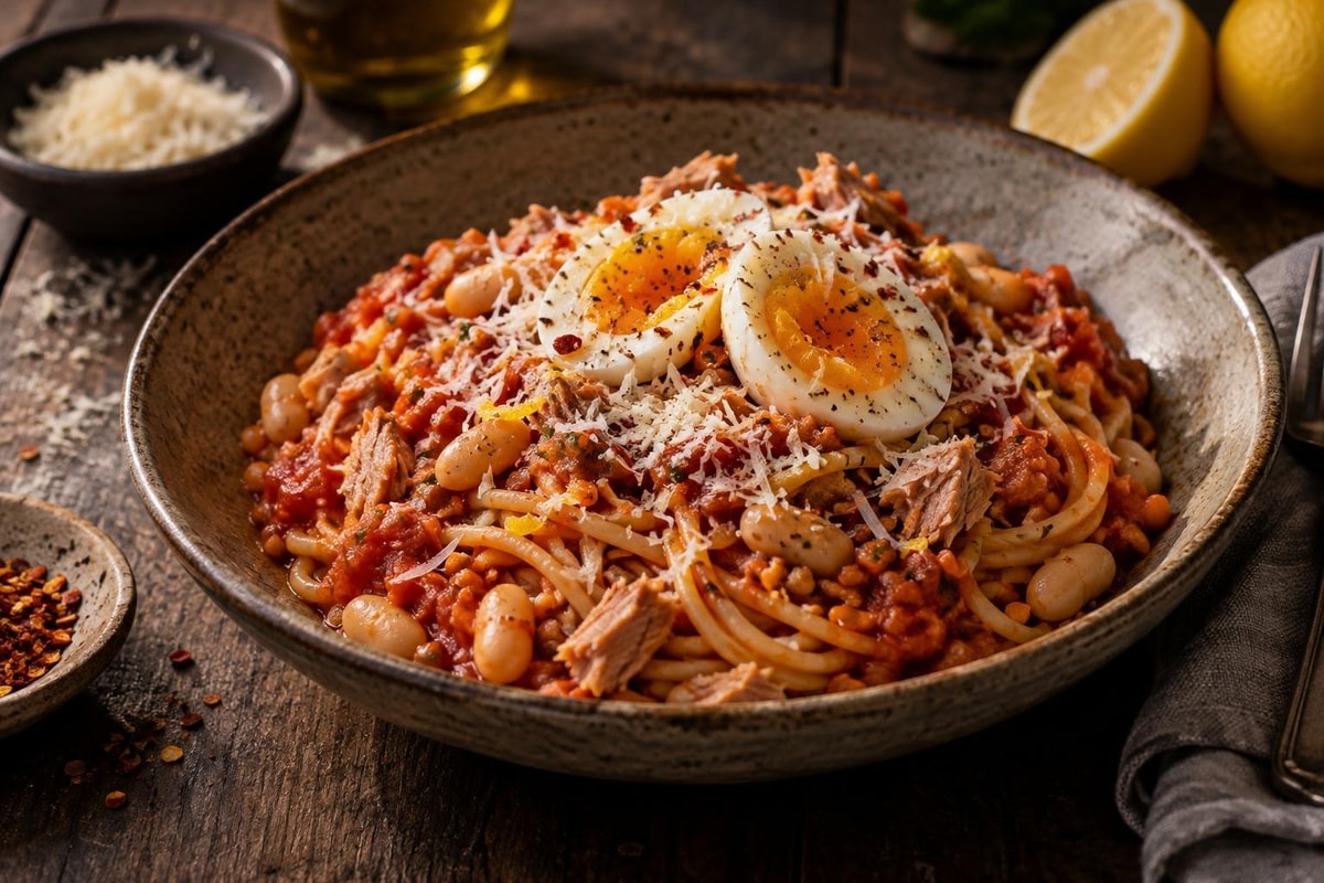 Penny-Wise Pantry Tomato Tuna Pasta Penny-Wise Pantry Tomato Tuna Pasta recipe from Pantry Ledger Kitchen