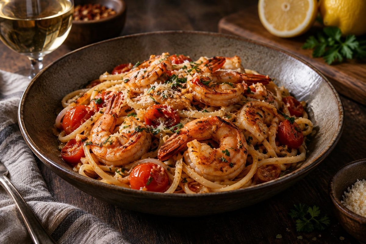 Grilled Smoked Paprika Shrimp Pasta Grilled Smoked Paprika Shrimp Pasta recipe from Crossroads Kitchen