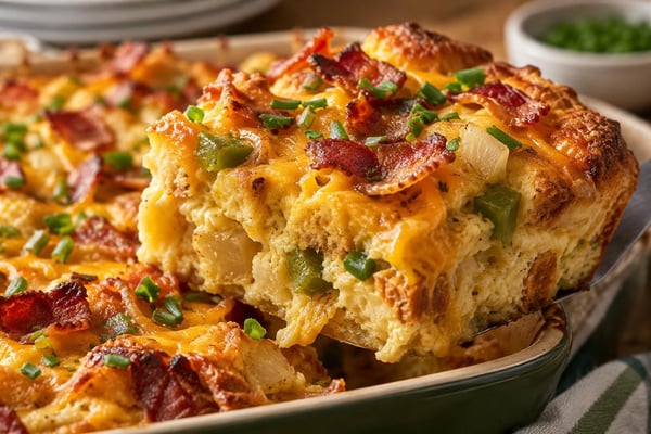 Cheesy Bacon Breakfast Casserole Cheesy Bacon Breakfast Casserole recipe from Sunrise & Crumb