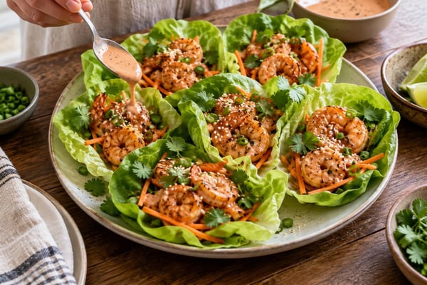 Sheet-Pan Bang Bang Shrimp Lettuce Cups Sheet-Pan Bang Bang Shrimp Lettuce Cups recipe from Crossroads Kitchen