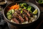 Ginger Soy Steak Rice Bowls recipe from Clear Brook Kitchen