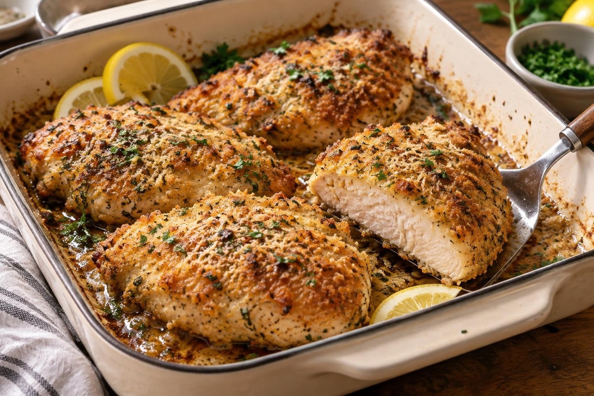 Parmesan Crusted Chicken Parmesan Crusted Chicken recipe from Hearthday Table