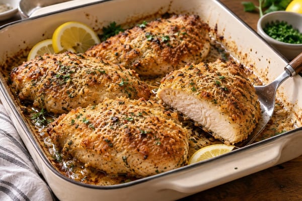 Parmesan Crusted Chicken recipe from Hearthday Table