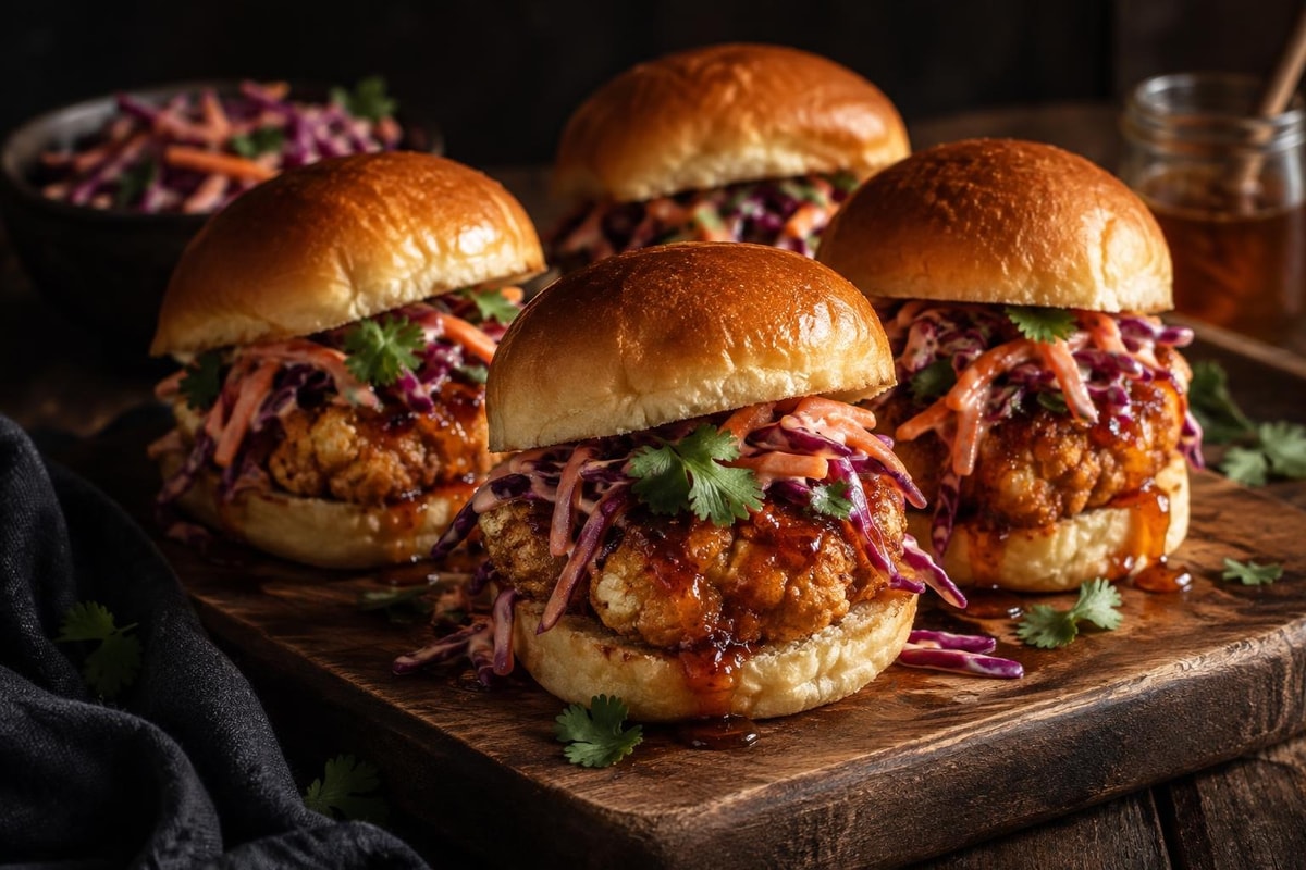 Hot Honey Chicken Sliders recipe from The Verdant Spoon