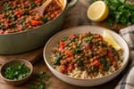 Market Smoky Tomato Lentils with Greens recipe from Bright Balance Kitchen