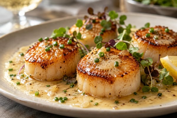 Hand-Cut Champagne Cream Scallops Hand-Cut Champagne Cream Scallops recipe from Copper Ladle Studio
