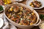 Greek Chicken and Potatoes recipe from Thrifty Thyme