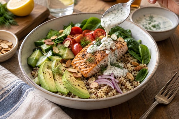Lean Salmon Quinoa Power Bowl recipe from Macro Plate Co.