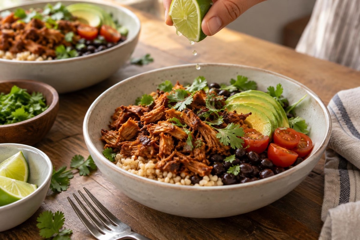 Jackfruit Carnitas Bowls recipe from Pure Fork Plant Lab