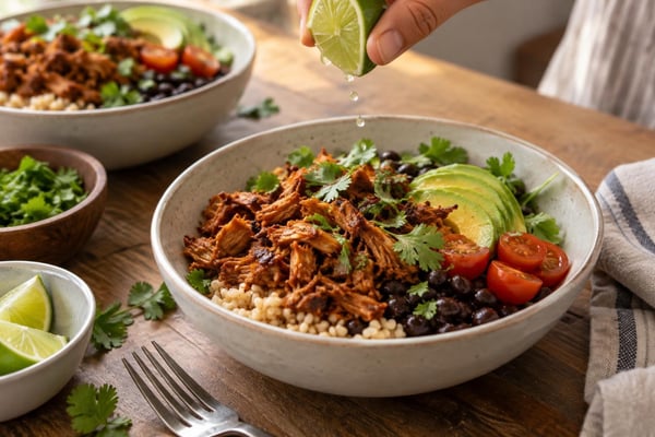 Jackfruit Carnitas Bowls recipe from Pure Fork Plant Lab
