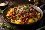 Zucchini Spaghetti Squash Bolognese recipe from Carb Smart Table