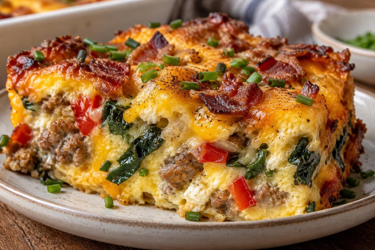 Keto Breakfast Casserole Keto Breakfast Casserole recipe from Sunrise & Crumb