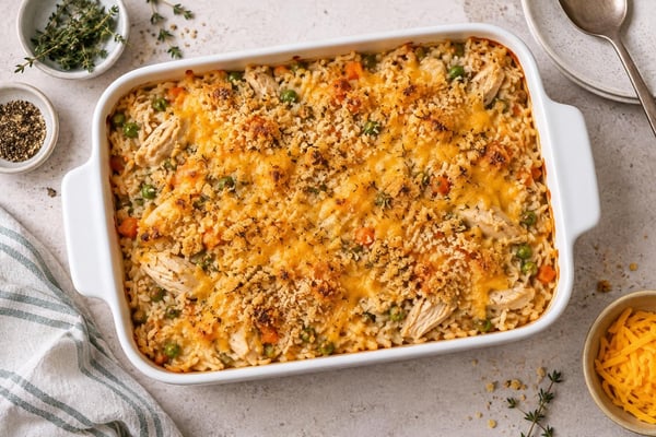 Chicken and Rice Casserole recipe from The Frosted Fork