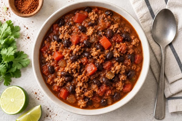 Power Black Bean Turkey Chili recipe from Macro Plate Co.