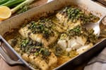 Sommelier-Style Charred Scallion Brown Butter Cod recipe from Copper Ladle Studio