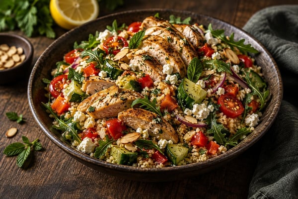 Glow Herb Roast Chicken Couscous Salad Glow Herb Roast Chicken Couscous Salad recipe from Bright Balance Kitchen