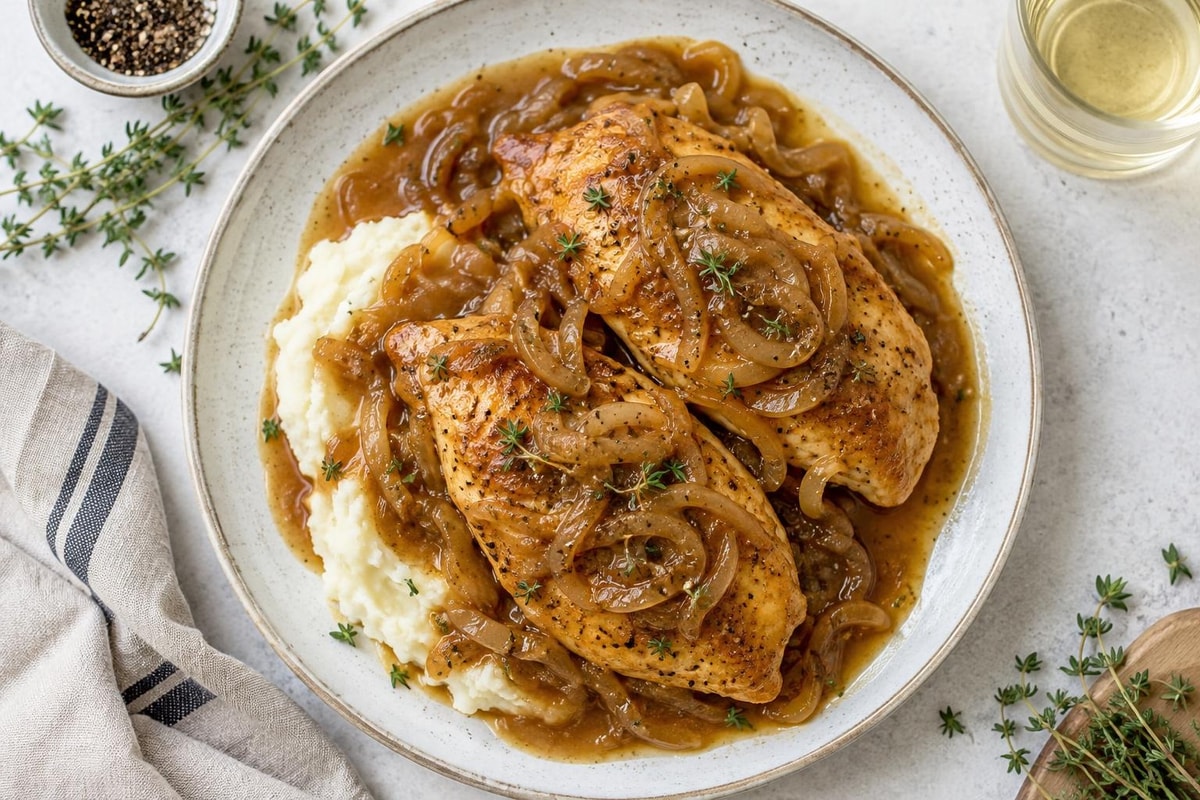 Buttery French Onion Salisbury Chicken Buttery French Onion Salisbury Chicken recipe from Heritage Fork Suppers