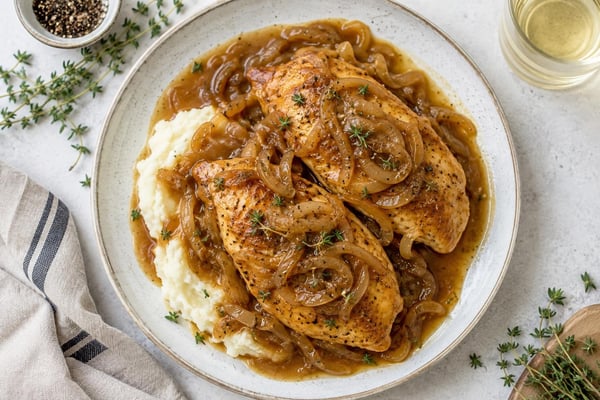 Buttery French Onion Salisbury Chicken Buttery French Onion Salisbury Chicken recipe from Heritage Fork Suppers