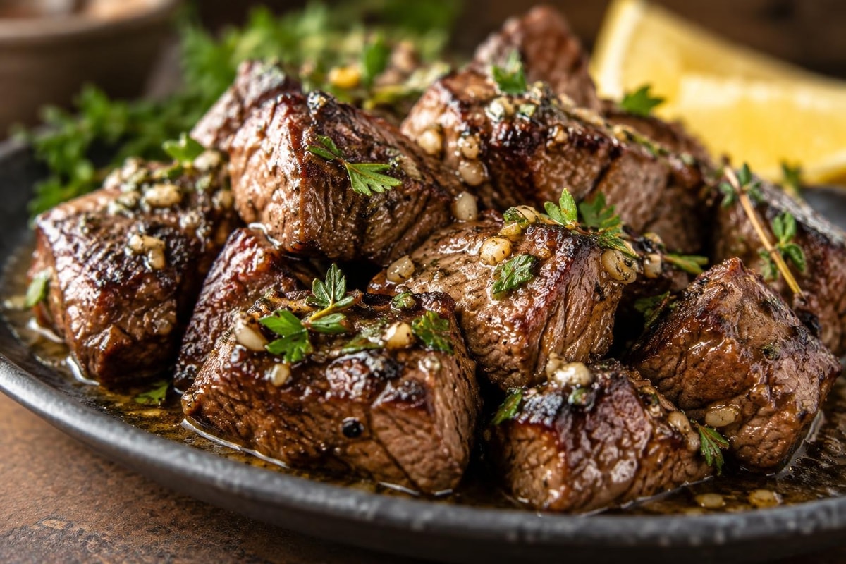 Garlic Butter Steak Bites with Fresh Herbs Garlic Butter Steak Bites with Fresh Herbs recipe from Simone's Protein Plate