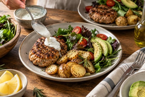 Turkey Burger Protein Plates recipe from Protein Packed Weeknights