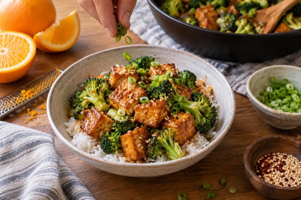 Skillet Sticky Orange Tofu Bowls Skillet Sticky Orange Tofu Bowls recipe from Crossroads Kitchen