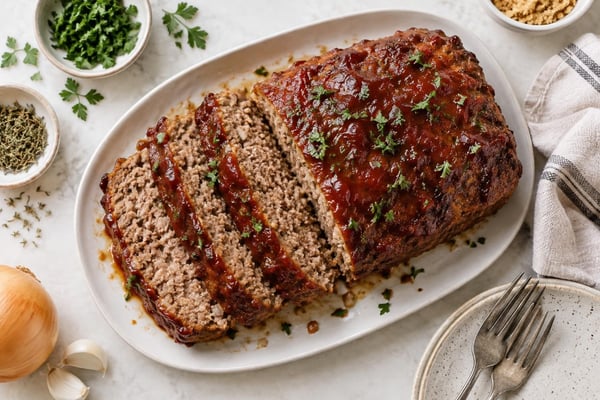 Hearty Classic Meatloaf with Glaze Hearty Classic Meatloaf with Glaze recipe from Heritage Fork Suppers