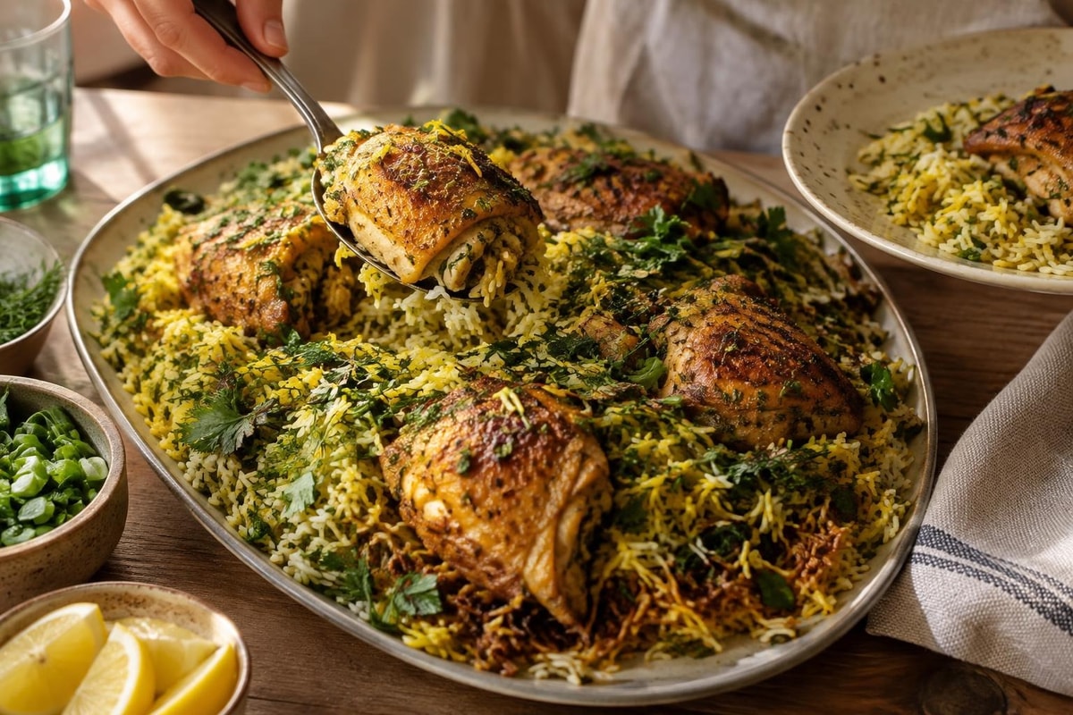 Persian Style Herb Rice Chicken Tray Persian Style Herb Rice Chicken Tray recipe from Crescent & Sumac Kitchen