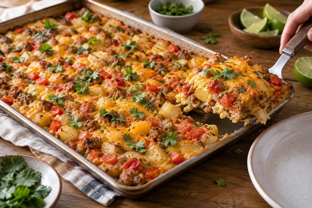 Tomato Chile Sausage Sheet Pan Breakfast Casserole Tomato Chile Sausage Sheet Pan Breakfast Casserole recipe from The Frosted Fork