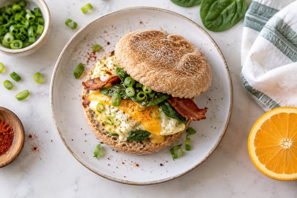 Egg White Breakfast Sandwich Egg White Breakfast Sandwich recipe from Sunrise & Crumb