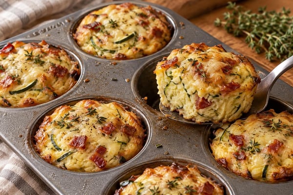 Zucchini Crustless Quiche Lorraine Cups recipe from Carb Smart Table