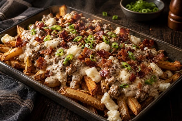 Southern-Style Disco Fries Gravy Poutine Tray recipe from Velvet Spoon Kitchen