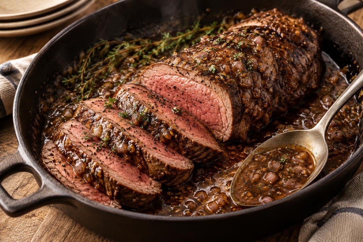 Sunday Beef Tenderloin with Pan Sauce Sunday Beef Tenderloin with Pan Sauce recipe from Heritage Fork Suppers