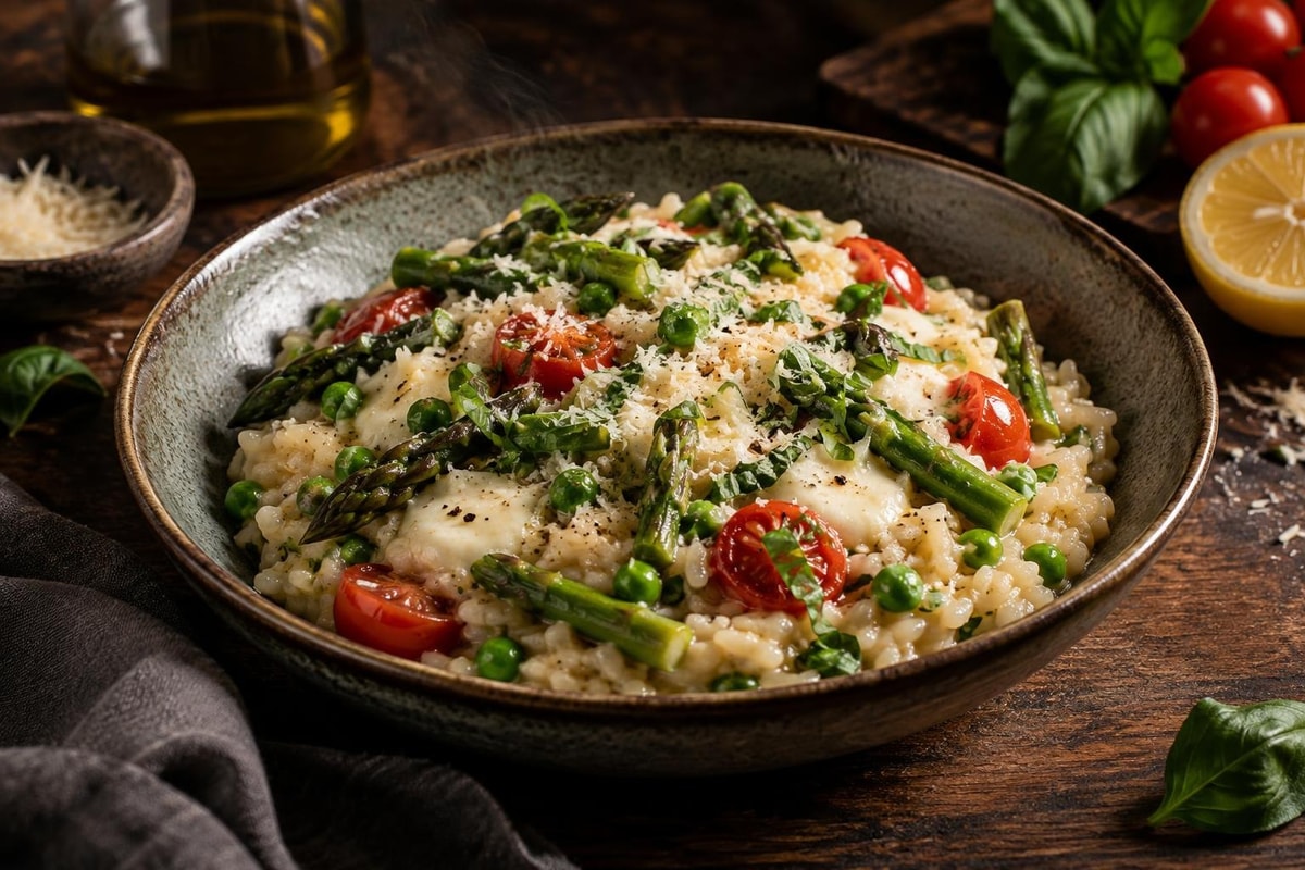 Caprese Risotto Primavera Caprese Risotto Primavera recipe from Verdigrain Table