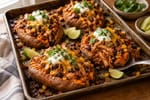 Tray BBQ Pulled Chicken Sweet Potato Bowls recipe from Sunday Box Kitchen