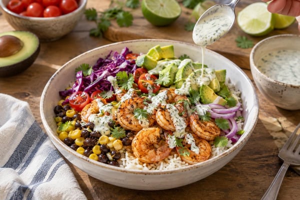 Shrimp Taco Bowl Avocado Lime recipe from Harbor Spoon Kitchen